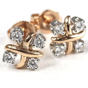 Tiffany & Co. Jean Schlumberger Diamond AU750 Pink Gold Platinum Lynn Earrings 7 - Picture 1 of 3