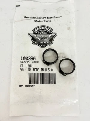 正品 Harley-Davidson 10038A 黑色不锈钢 15.7 毫米无级软管夹 2 件装 — 第 1/2 张图片