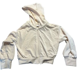 The Children's Place Mädchen Gr. S/P 5/6 Frappe Creme Velour Reißverschluss Hoodie - Bild 1 von 8
