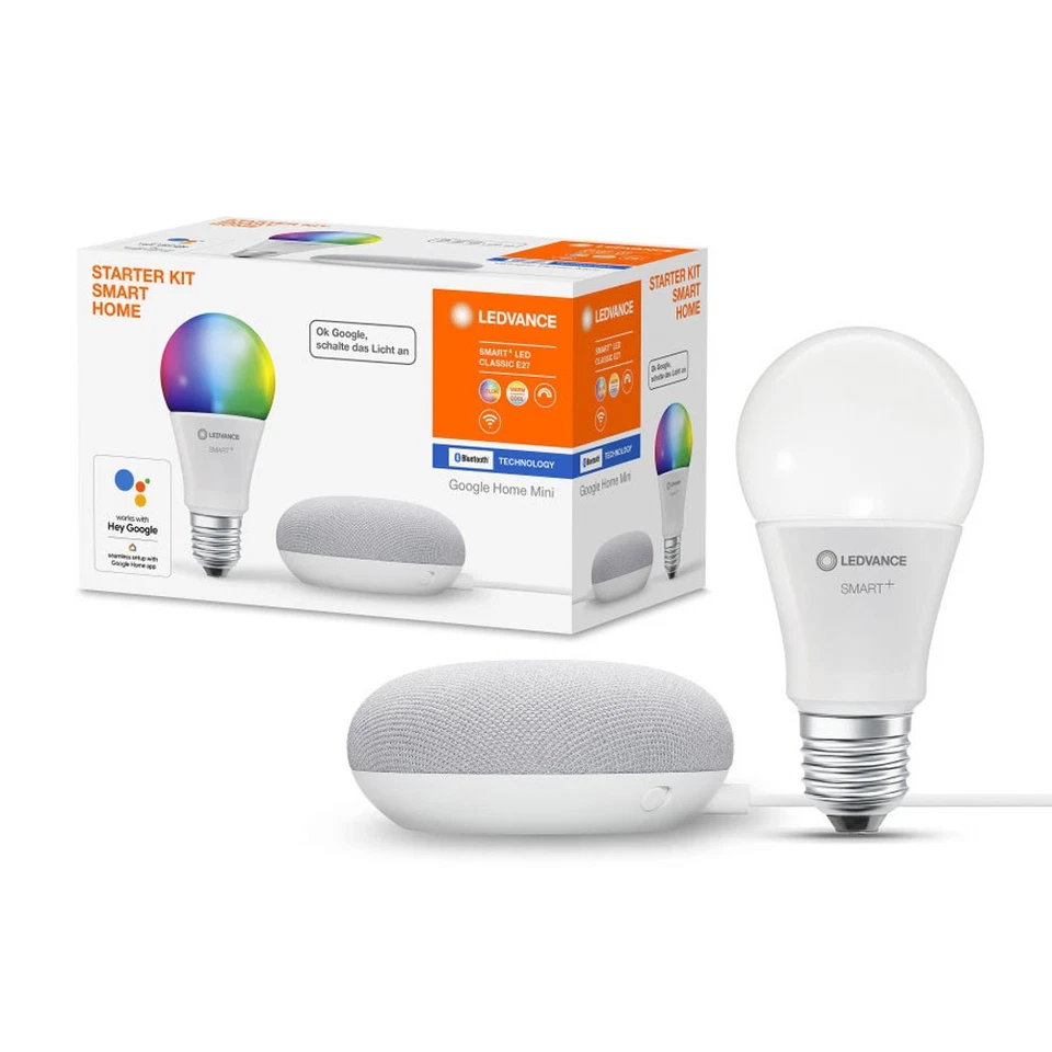 Ledvance LED Smart Home Google Home Mini Kreide Weiß LED 10W E27 RGBW Bluetooth - Bild 1 von 4