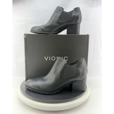 Vionic Belmont Womens Size 9 Wide Leather Block Heel Ankle Booties Comfort Boots - Image 1 of 4