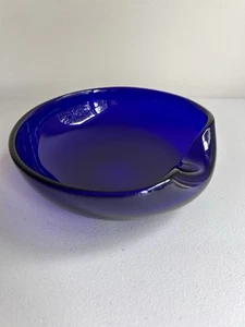 Elsa Peretti For Tiffany & Co. Signed Thumbprint Dish Cobalt Blue Crystal 7.5" - Picture 1 of 24