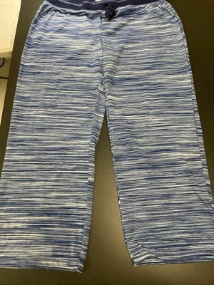 Pantalones de salón Karen Neuburger para mujer talla L azules suaves a rayas con cordón Foto 1 de 4