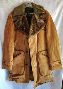 Vintage 70er Jahre Montgomery Ward Herren Cord Jacke Kunstfell braun Gr. 38 gesteppt  - Bild 1 von 10
