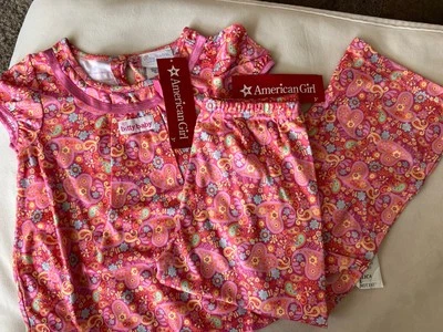 American Girl Pink Paisley Pajama 2 piece set large 6/6X New nwt matches doll - Image 1 of 4