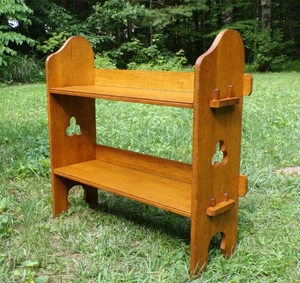 Antique English Liberty & Co Arts & Crafts Pegged Oak Sedley Bookcase Shelves - Picture 1 of 13