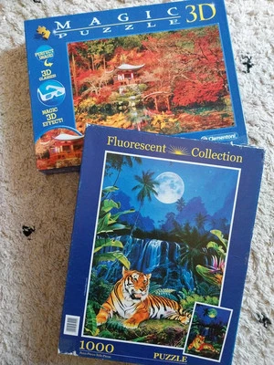 2x Clementoni Fluorescent Tiger & Magic 3D Japan 1000 Piece Jigsaw Puzzle Bundle - Image 1 of 4