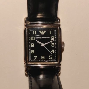 Orologio Emporio Armani Uomo Quadrante Nero Quarzo Rettangolare C3G3 Cinturino Pelle GA EA - Foto 1 di 8