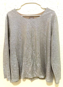 Chicos Damen Gold Metallic Langarm Oberteil Komplett Gefüttert Elegant Party Gr. 3 - Bild 1 von 7