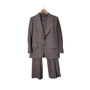 Vintage 70s PIERRE CARDIN Glen Plaid Wool Jacket Blazer Pants Suit 38 - Picture 1 of 17
