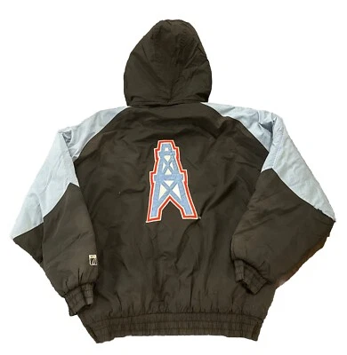 Chaqueta Houston Oilers Grande Logo 7 De Colección Para Hombre Azul Negro Cremallera Completa Capucha De Colección Foto 1 de 4