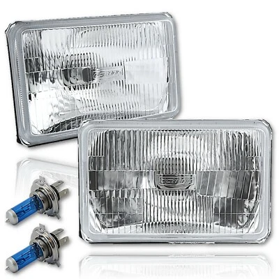 4X6 Halógeno Semi Sellado Vidrio H4 Faro Faro Bombilla 55/60W Par Foto 1 de 4