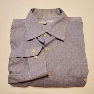 Yves Saint Laurent Men's Blue Stripe Long Sleeve Dress Shirt 17.5-34/35" - Picture 1 of 4