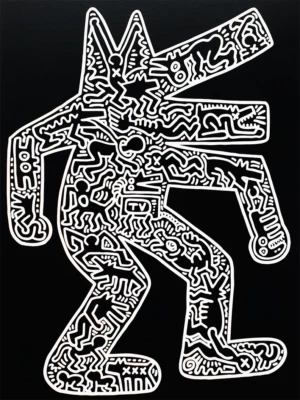 Keith Haring Zoll Hund 1985 Pop Kunstdruck Tanzend Tier New York Graffiti - Bild 1 von 4