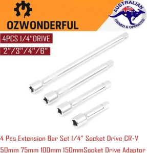 4 Pcs Extension Bar Set 1/4" 50mm 75mm 100mm 150mm Socket Drive Adaptor Adapter - Picture 1 of 8