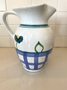 Original Vintage CALECA Made in Italy Hand Painted 64 Oz Pitcher Vase Beautiful - Picture 1 of 7
