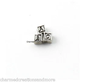 Floating Charm For Glass Memory Locket Necklace ABC Baby Block Newborn Boy Girl - Picture 1 of 2