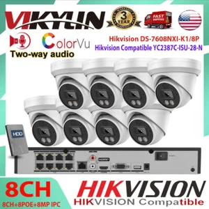 Hik Compatible ColorVu 8MP IP Camera DS-7608NXI-K1/8P 8CH NVR System Lot - Picture 1 of 25