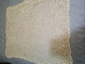 New Hand Crochet Beige Baby Or Child Blanket Using Vintage Yarn And Stitches - Picture 1 of 5