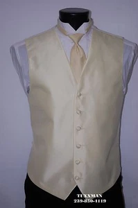 After Six light Yellow Tuxedo Vest Long  Euro Tie Adj. Waist Used once TUXXMAN - Picture 1 of 1