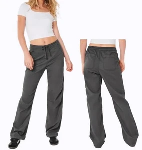 HOLLISTER Adjustable Rise Parachute Baggy Pants Gray Drawstring Size XS - Picture 1 of 17