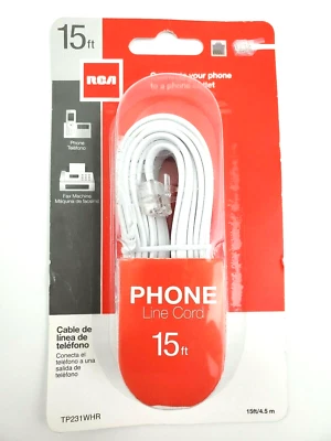 RCA TP231WHR 15ft Phone Line Cord For Connecting Phone To A Phone Outlet - Image 1 of 4