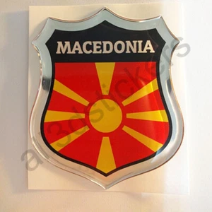 Aufkleber Nordmazedonien Kfz-Aufkleber Emblem Flagge 3D Fahne Harz Gewölbt - Picture 1 of 3