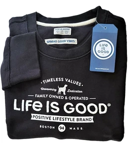 Life Is Good LS Simply True Fleece Sweatshirt Embroidered TIMELESS 56in Mens XXL - Picture 1 of 9