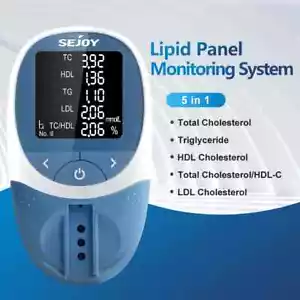 5-in-1 Blood Lipid Analyser Total Cholesterol HDL LDL Triglycerides UK - Picture 1 of 10