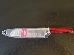 Hampton Forge CHEF Knife 7"Blade Santoku Rorik Red Handle Heavy Duty with Shield - Picture 1 of 3