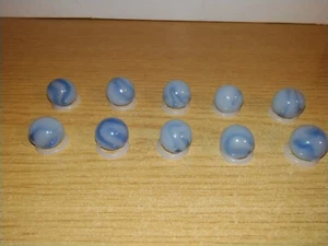 Vintage 10 Lot Champion Agate Company Blue White Transitional Swirl Marbles 5/8" - Picture 1 of 22