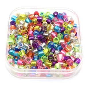 1000 Mixed Color Silver Foil Acrylic Barrel Mini Pony Bead 4X3mm Kids Craft Kand - Picture 1 of 9