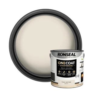 Ronseal One Coat Everywhere Matt Paint 2.5L Pure Cotton - Picture 1 of 10