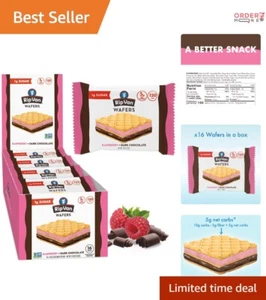 Wafer Cookies Raspberry Dark Chocolate 16 Count Healthy Snack Low Carb - Picture 1 of 8