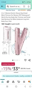 Akunbem Women Electric Shaver Bikini Trimmer 2-in-1 Pink - Picture 1 of 2