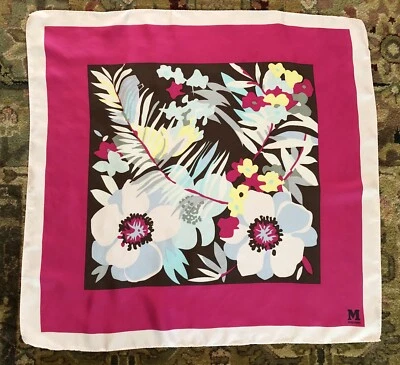 MISSONI 100% Seda Bufanda Estampado Floral Dobladillo Enrollado Bandana Envoltura Flor Italia Foto 1 de 4