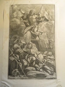 François HOUAT (Nancy ?- 1695) GRAVURE XVII RESURRECTION JESUS CHRIST BAROQUE - Picture 1 of 5