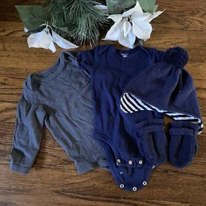 Baby Boy Set of 2 Bodysuit and Hat Size 12M Color blue / gray - Picture 1 of 8