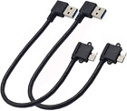 Seadream 2Pack 25CM Right Angle USB 3.0 Micro-B Male to USB 3.0 A Male Adapter