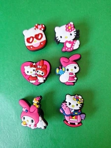 Set Of 6 Hello Kitty And My Melody Shoe Charms Compatible With Crocs - Picture 1 of 1