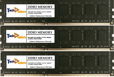 12GB 3X4GB DDR3 1333MHz ECC UDIMM MEMORY FOR DELL PRECISION WORKSTATION T3500 - Image 1 of 3