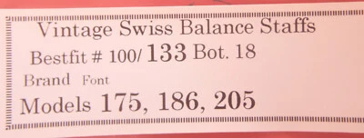 BALANCE STAFF SWISS MODELFONT 175. 186, 205 BESTFIT 100/133 Foto 1 de 2