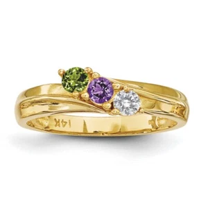 14K Solid Gold Mother's Ring 1 to 4 Birthstones, Moms family Jewelry Ring - Picture 1 of 25