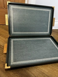 2 x Vtg Clover Leaf Retro 1970s Tray Melamine Handles Made In UK - Picture 1 of 13