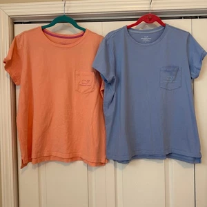 Vineyard Vines Relaxed Tee Shirt L Blue & Peach Whale Logo Pocket T-Shirt S - Bild 1 von 6