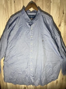 Ralph Lauren Men’s 4XLT Tall Solid Blue Long Sleeve Button down Shirt - Picture 1 of 7