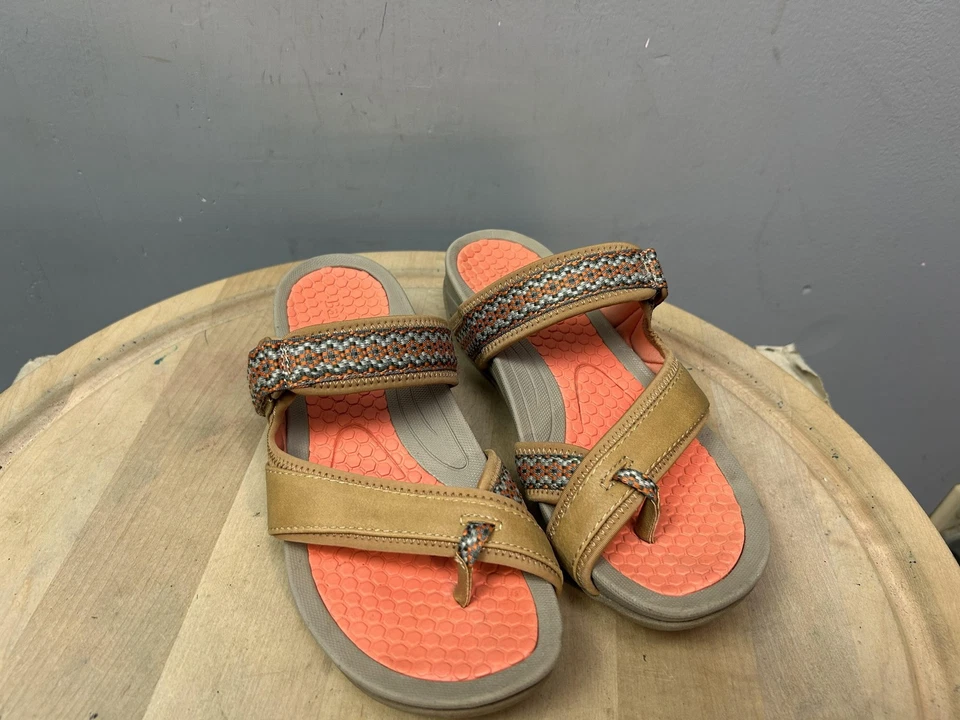 Baretraps Denni Sandals Womens Size 7M Tan Orange Comfort Wedge Slip On Shoes - Image 1 of 4