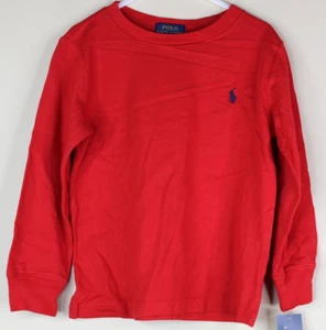 Polo Ralph Lauren Boys Classic Red Long Sleeve Cotton Shirt Pony Logo Size 4 - Picture 1 of 5