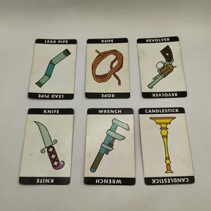 Vintage 1963 Clue Board Game Replacement Weapon Cards Originals All Six Weapons - Picture 1 of 9
