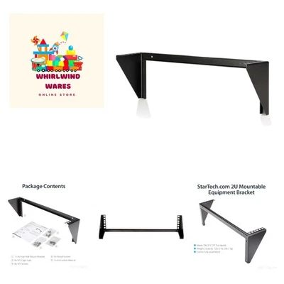 com 2U Vertical Wall Mount Patch Panel Bracket - Steel Rack Mount Bracket w/H... - Image 1 of 4